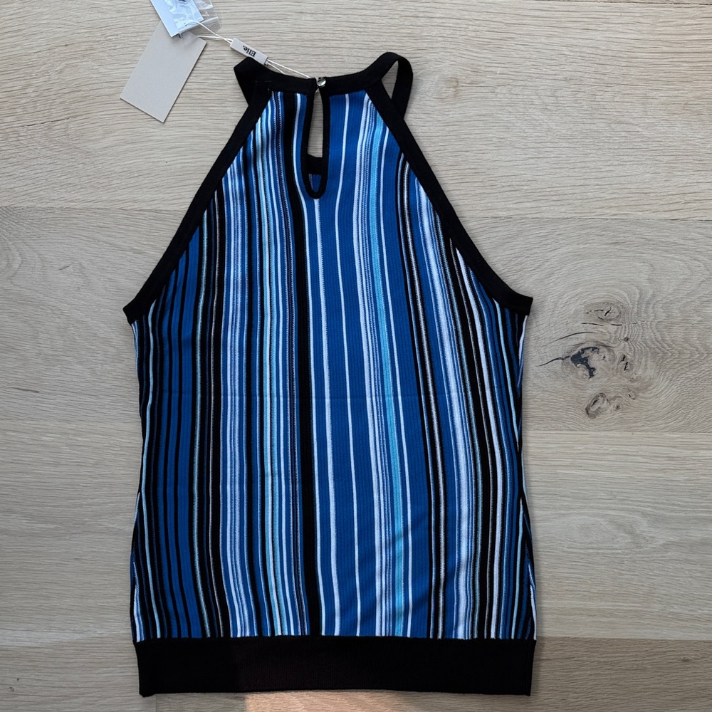 NWT! Elie Tahari Blue/Black Striped Knit Top - Picture 8 of 11